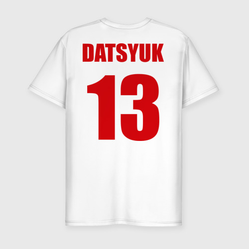 Мужская приталенная футболка из хлопка с принтом Detroit Red Wings Pavel Datsyuk - Павел Дацюк, вид сзади №1