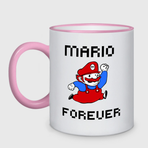 Кружка двухцветная Mario forever, цвет Кант розовый