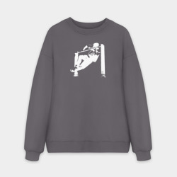 Мужской свитшот oversize без начеса хлопок Street Workout - выход силой белый