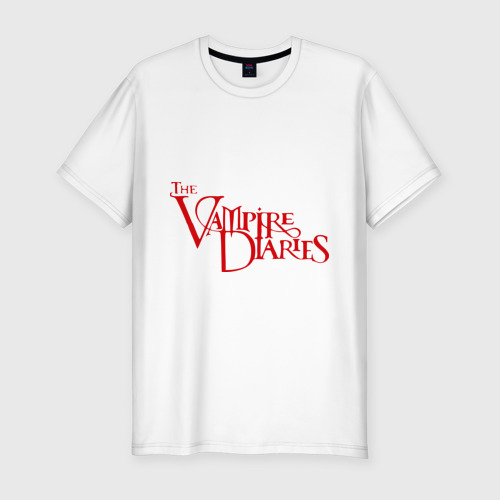 Мужская футболка приталенная из хлопка с принтом The Vampire Diaries, вид спереди №1