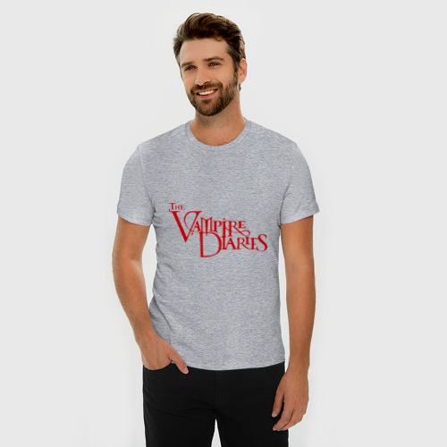 Мужская футболка хлопок Slim The Vampire Diaries, цвет меланж - фото 3