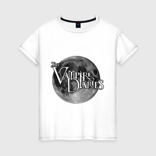 Женская футболка хлопок Дневники вампиров луна, цвет белый