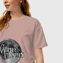 Женская футболка хлопок Oversize Дневники вампиров луна - фото 2