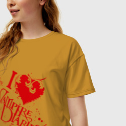 Женская футболка хлопок Oversize Я люблю Дневники вампиров - фото 2