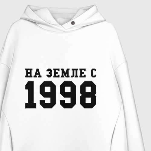 Женское худи Oversize хлопок На Земле с 1998, цвет белый - фото 3