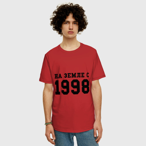 Мужская футболка хлопок Oversize На Земле с 1998, цвет красный - фото 3