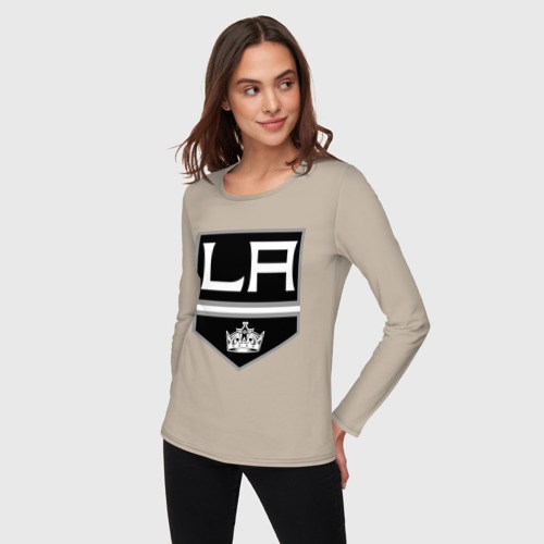 Женский лонгслив хлопок Los Angeles Kings - Лос Анджелес, цвет миндальный - фото 3