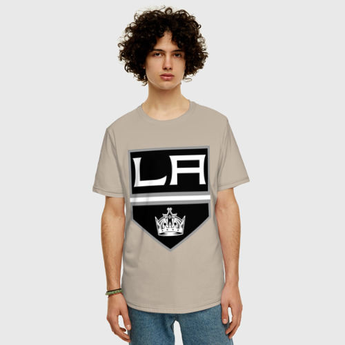 Мужская футболка хлопок Oversize Los Angeles Kings - Лос Анджелес, цвет миндальный - фото 3