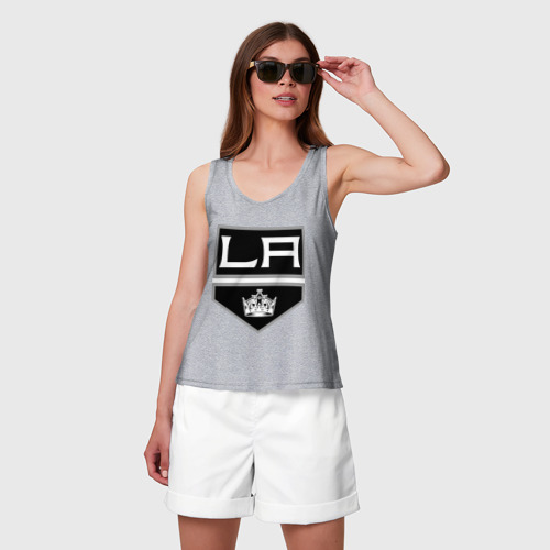 Женская майка хлопок Los Angeles Kings - Лос Анджелес, цвет меланж - фото 3