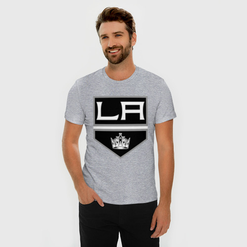 Мужская футболка хлопок Slim Los Angeles Kings - Лос Анджелес, цвет меланж - фото 3