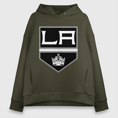 Женское худи Oversize хлопок Los Angeles Kings - Лос Анджелес, цвет хаки