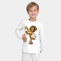 Пижама с принтом Алекс когти для ребенка, вид на модели спереди №2. Цвет основы: белый