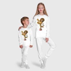 Пижама с принтом Алекс когти для ребенка, вид на модели спереди №5. Цвет основы: белый