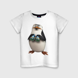 Детская футболка хлопок Пингвин с биноклем