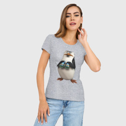 Женская футболка хлопок Slim Пингвин с биноклем - фото 2
