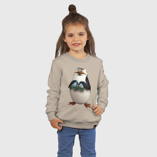 Детский свитшот хлопок Пингвин с биноклем, цвет миндальный - фото 3