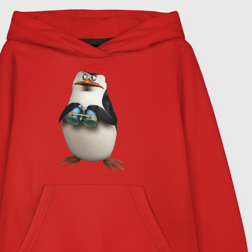 Детская толстовка хлопок Пингвин с биноклем, цвет красный - фото 3