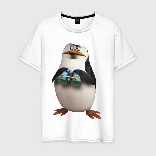 Мужская футболка хлопок Пингвин с биноклем