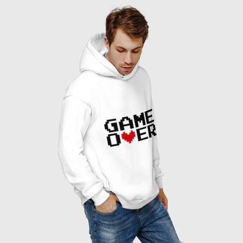 Мужское худи Oversize хлопок game over 8 bit, цвет белый - фото 7