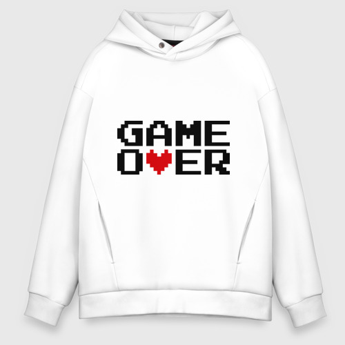 Мужское худи Oversize хлопок game over 8 bit, цвет белый