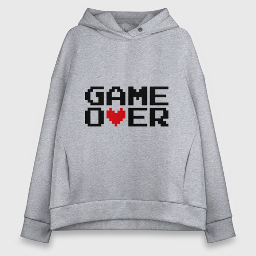 Женское худи Oversize хлопок game over 8 bit, цвет меланж