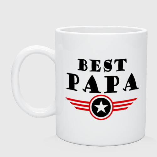 Кружка керамическая Best papa logo, цвет белый