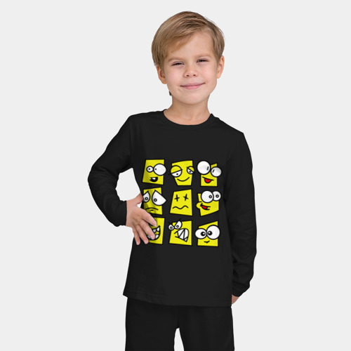 Детская пижама с лонгсливом хлопок Смайликов кучка, цвет черный - фото 3