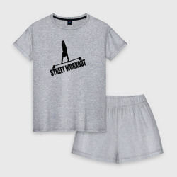 Женская пижама с шортиками хлопок Street workout s black