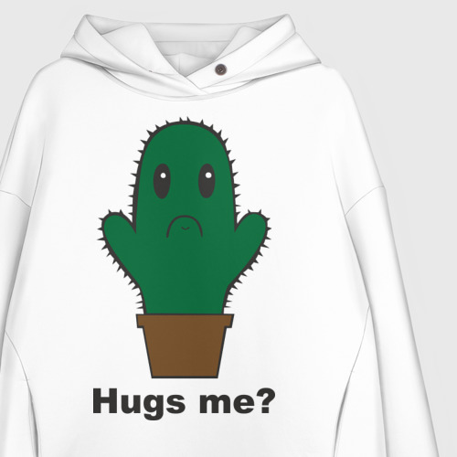 Женское худи Oversize хлопок Hugs me?, цвет белый - фото 3