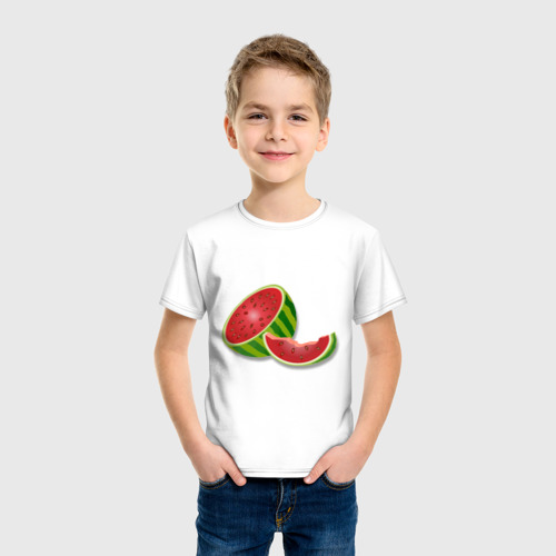 Детская футболка хлопок арбузик, цвет белый - фото 3