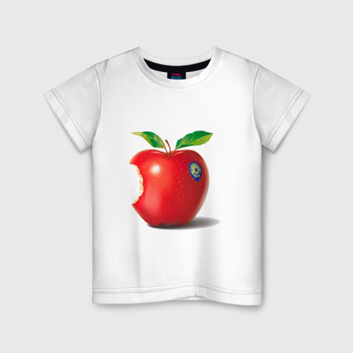 Детская футболка хлопок откусанное яблоко, цвет белый