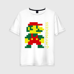 Женская футболка хлопок Oversize Марио парная пиксельная