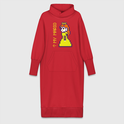 Платье удлиненное хлопок Принцесса Пич из Марио парная пиксельная