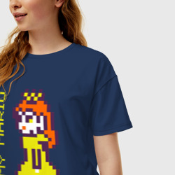 Женская футболка хлопок Oversize Принцесса Пич из Марио парная пиксельная - фото 2