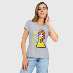 Женская футболка хлопок Slim Принцесса Пич из Марио парная пиксельная - фото 2