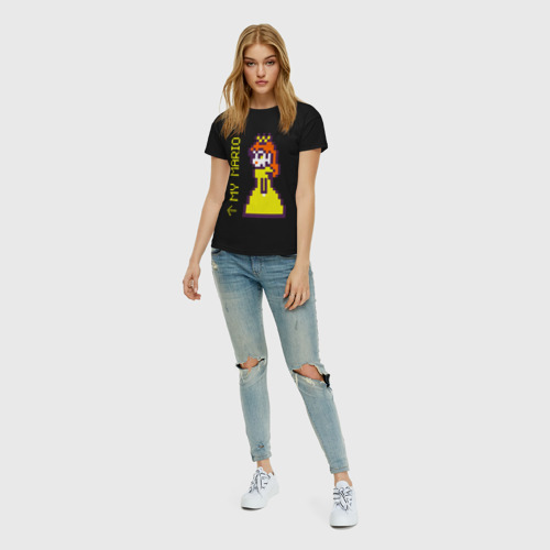 Женская футболка хлопок Принцесса Пич из Марио парная пиксельная, цвет черный - фото 5