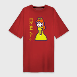 Платье-футболка хлопок Принцесса Пич из Марио парная пиксельная