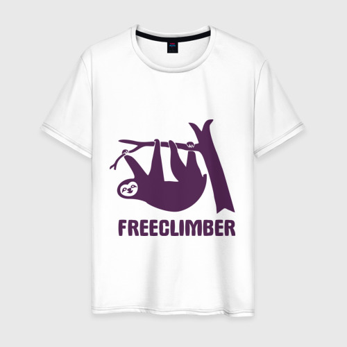 Мужская футболка из хлопка с принтом Freeclimber, вид спереди №1
