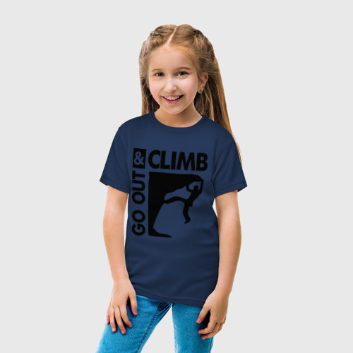 Детская футболка хлопок Go out and climb, цвет темно-синий - фото 5