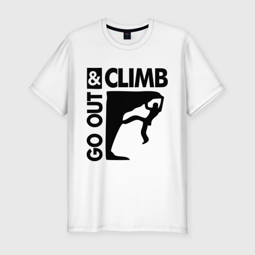 Мужская футболка хлопок Slim Go out and climb, цвет белый