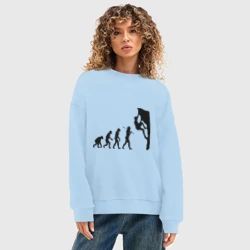 Женский свитшот oversize без начеса хлопок Эволюция альпиниста - фото 2