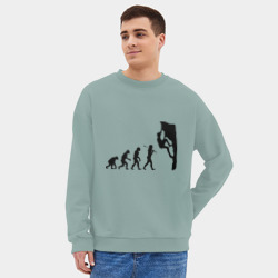 Мужской свитшот oversize без начеса хлопок Эволюция альпиниста - фото 2