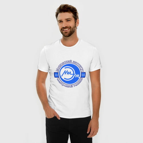Мужская футболка хлопок Slim МИЭТ, цвет белый - фото 3