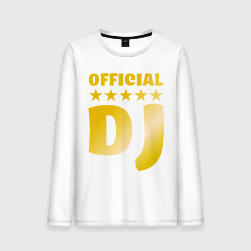 Мужской лонгслив хлопок Official DJ золото, цвет белый