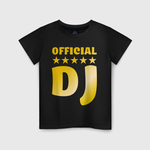 Детская футболка хлопок Official DJ золото, цвет черный