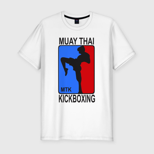 Мужская футболка приталенная из хлопка с принтом Muay Thai Kickboxing, вид спереди №1