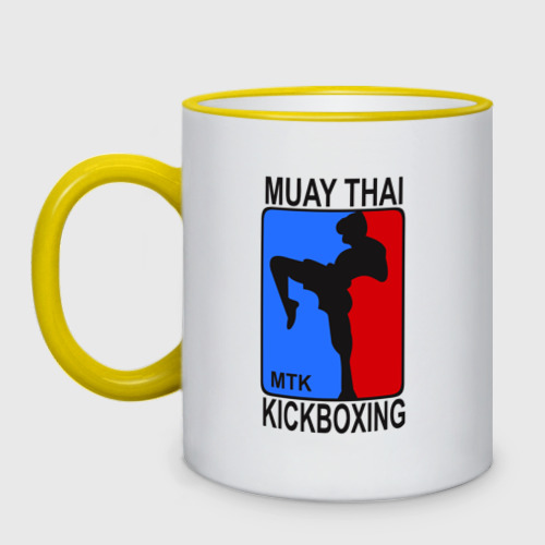 Кружка двухцветная Muay Thai Kickboxing, цвет Кант желтый