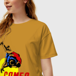Женская футболка хлопок Oversize Спорт самбо - фото 2