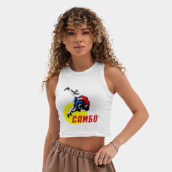 Женская укороченная майка-топ хлопок Спорт самбо - фото 2