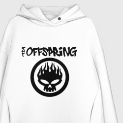 Худи с принтом The Offspring classic logo для женщины, вид на модели спереди №2. Цвет основы: белый